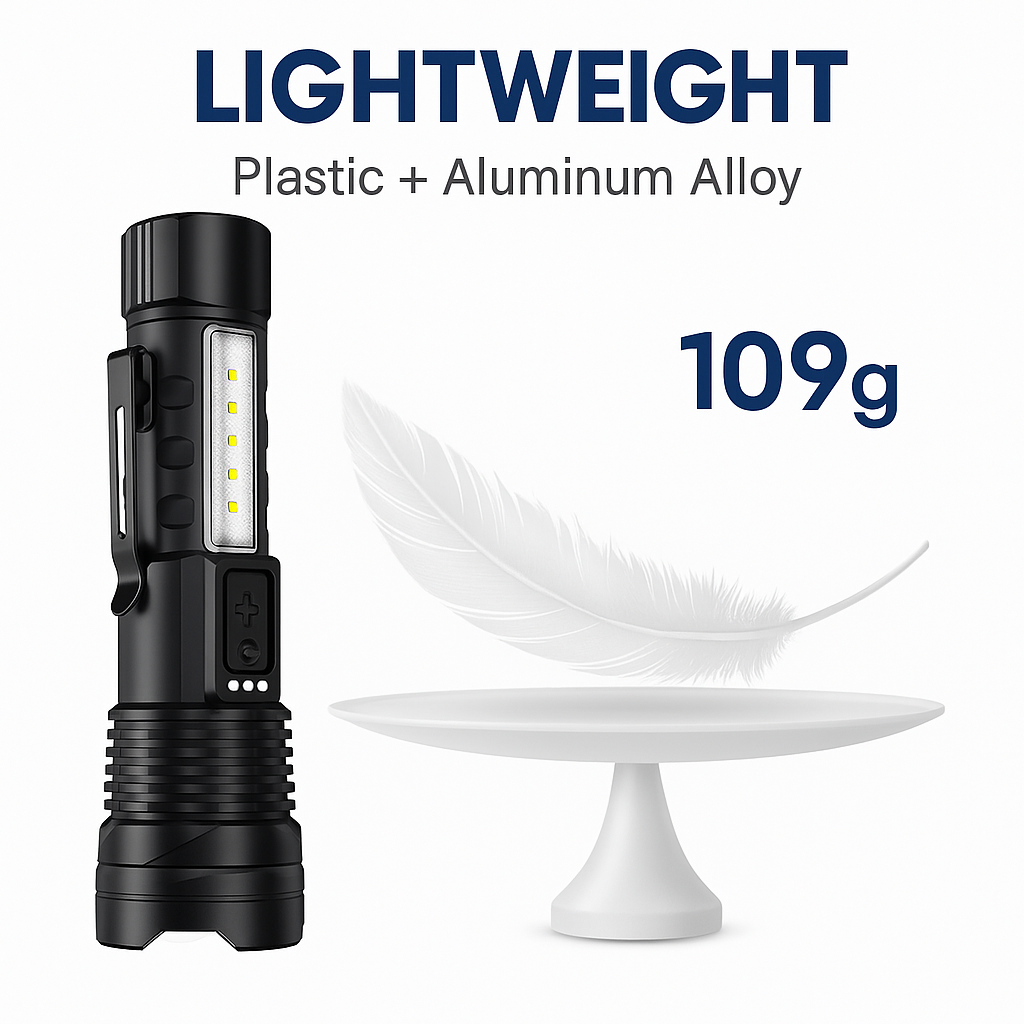 Anvara Zaklamp LED – Oplaadbaar via USB – 2000 lumen – Militaire & Krachtige zaklamp – 6 Modi – Zoomfunctie – Compact & Lichtgewicht