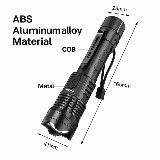Anvara Zaklamp LED – Oplaadbaar via USB – 2000 lumen – Militaire & Krachtige zaklamp – 6 Modi – Zoomfunctie – Compact & Lichtgewicht