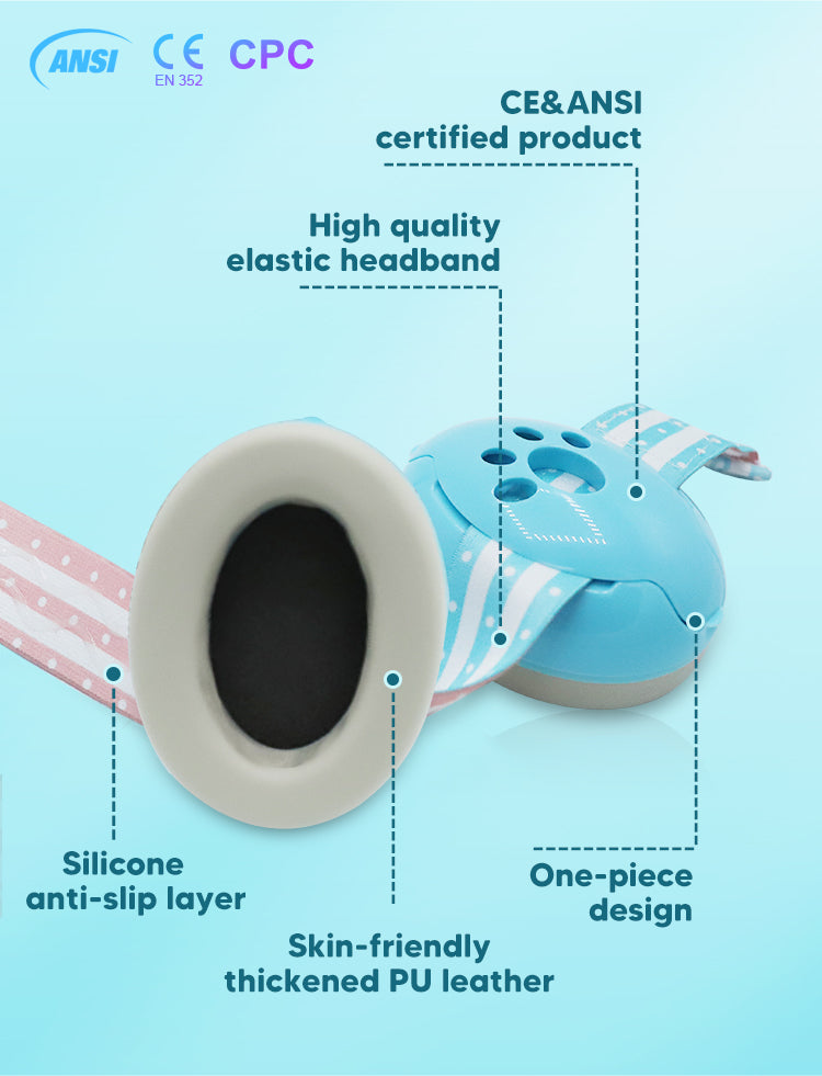 Anvara Baby Gehoorbescherming – SNR 25dB – Verstelbare oorkappen voor baby’s – Geluidsdempers – Comfortabel & Veilig – 0–36 maanden